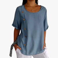Heidi | Seitentaste Leinenbluse – Blau