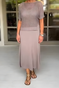 Mila | Feminines Damen-Sommerkleid mit Strick – Aprikose