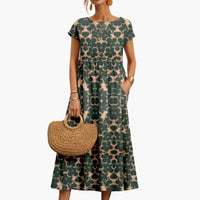 Boho Midikleid mit kurzen Ärmeln - für Damen im Sommerstil – Grün