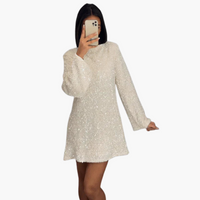 Mini-Kleid für Damen mit Pailletten-Details für besondere Anlässe – Weiß