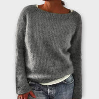 Regine – einfarbiger Strickpullover – Grau