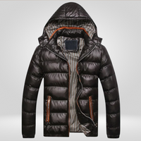 Herren Mantel gepolstert | Kapuzenform mit geschlossener Silhouette – Schwarz