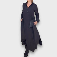 Samira – Maxikleid mit V-Ausschnitt – Schwarz