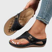 Stefanie | Damen Flache Slip-On Sandalen Komfort Sommer Leicht Alltag – Schwarz