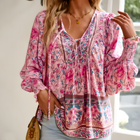 Calliopen | Damen Blümchen Bluse | Elegante – Rosa