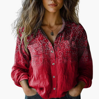 Birgit | Bedruckte Vintage-Bluse – Rot