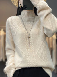 UTE - STRICKPULLOVER MIT HOHEM KRAGEN – Beige