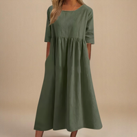 Sofia | Figurbetontes Baumwollkleid – Grün