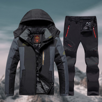 Herren Set | Zweiteilige Jacke Hose geschlossene Form Details – Schwarz