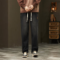 MIKE - GERADE JEANS IM JAPANISCHEN STIL – Schwarz