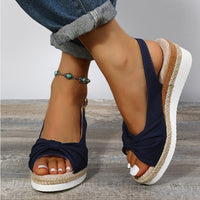 Sandaletten für Damen - Bequeme Plateau Sandalen mit Fußbett für den Sommer – Blau