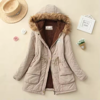 Therelle™ - Herbst-/Winterjacke mit Kapuze Stickerei und Tailliertem Schnitt – Khaki