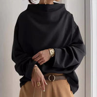 ROSELYN - LANGARMLIGER PULLOVER MIT HOHEM KRAGEN – Schwarz