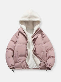 Warme Damen Winterjacke mit Reißverschluss | Mit Kapuze – Rosa