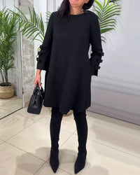 Ava - Langärmliges, lässiges Kleid – Schwarz