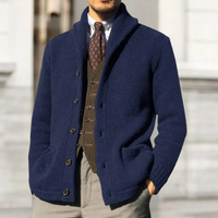 HOLGER - STRICKJACKE AUS DICKEM STRICK MIT KNÖPFEN – Blau