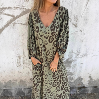 Denise | Leo-Muster-Kleid – Grün