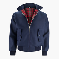 Herren Harrington Bomberjacke mit Tartan Futter – Marine