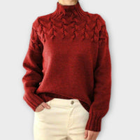 Julia | Zopfstrickpullover Damen elegant & bequem – Rot