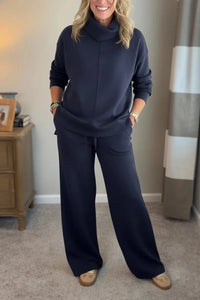 Nora | Lounge-Set Damen zweiteilig elegant klassisch – Dunkelblau