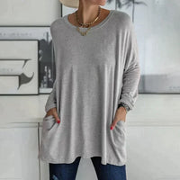 Margot | Tunika-Länge Seitentaschen Top – Grau