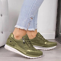 Raina - Schnür-Sneaker mit seitlichem Reißverschluss und lässiger Passform – Grün