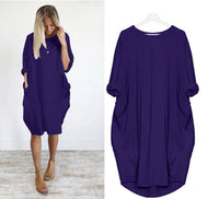 Eivy - Lässiges langes lockeres Kleid – Blau