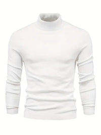 Pullover Herren Rollkragen Slim Fit | Langarm Smart Casual – Weiß
