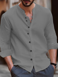 Xavier | Herren Retro-Leinenhemd – Grau
