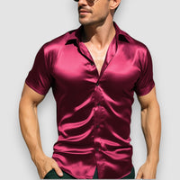 Cazir | Short Sleeve Slim Fit Shirt – Bordeaux