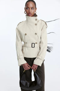ELARA - Luxe Kurzer Trenchcoat – Beige