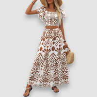 Beline | Crop Top & hochtaillierter Maxirock Set – Braun