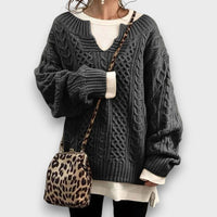 Marielle – Strickpullover mit V-Ausschnitt – Grau