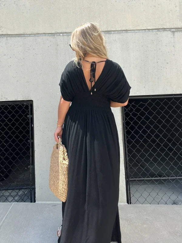 Arabel - Maxikleid mit V-Ausschnitt und Schlitz