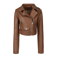 Kaya | Leder Langarm Jacke – Braun