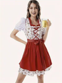 Damen Mini Rot Oktoberfest Dirndl Kleid – Rot