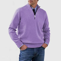 Ben | Modischer Warmer Pullover Mit Halbem Reißverschluss – Hellviolett