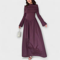 Jessica - Entspanntes Plisseekleid – Burgunderrot