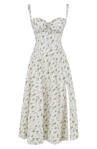Julia | Sommerkleid – Grün - Blumenmuster