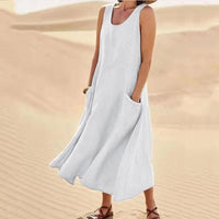 Tina™ - Sommer Leinenkleid – Weiß