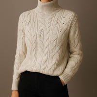 Selora Knit Turtleneck Sweater – Beige