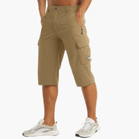 Herren Sommer Cargoshorts mit Stretchstoff und Reißverschlusstaschen – Khaki