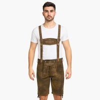 Bestickte Trachtenhose mit Hosenträgern für Herren - Oktoberfest 2025 – Dunkelbraun