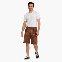 Traditionelle kurze Lederhose für Herren - Oktoberfest 2025 – Braun