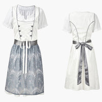 Traditionelles Midi Dirndl kleid für Damen - Oktoberfest 2025 – Weiß/Hellblau