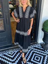 Damen Elegantes Ausgestelltes Ibiza Kleid | Midi – Schwarz