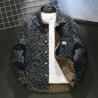 Sascha | Herren Klassischer Gedruckt Jeansjacke – Blau