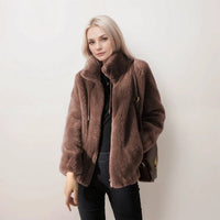 CARLA - FLEECEJACKE MIT REISSVERSCHLUSS – Dunkelbraun
