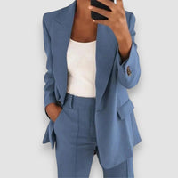 Elsa | Eleganter Blazer+Hose Business Set – Blau