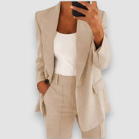 Elsa | Eleganter Blazer+Hose Business Set – Beige